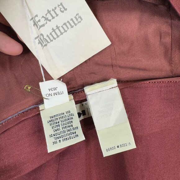 AKA Eddie Bauer Pants Womens Size 16 Vintage Red Brown Pleated Ankle Linen 90s - Picture 11 of 13